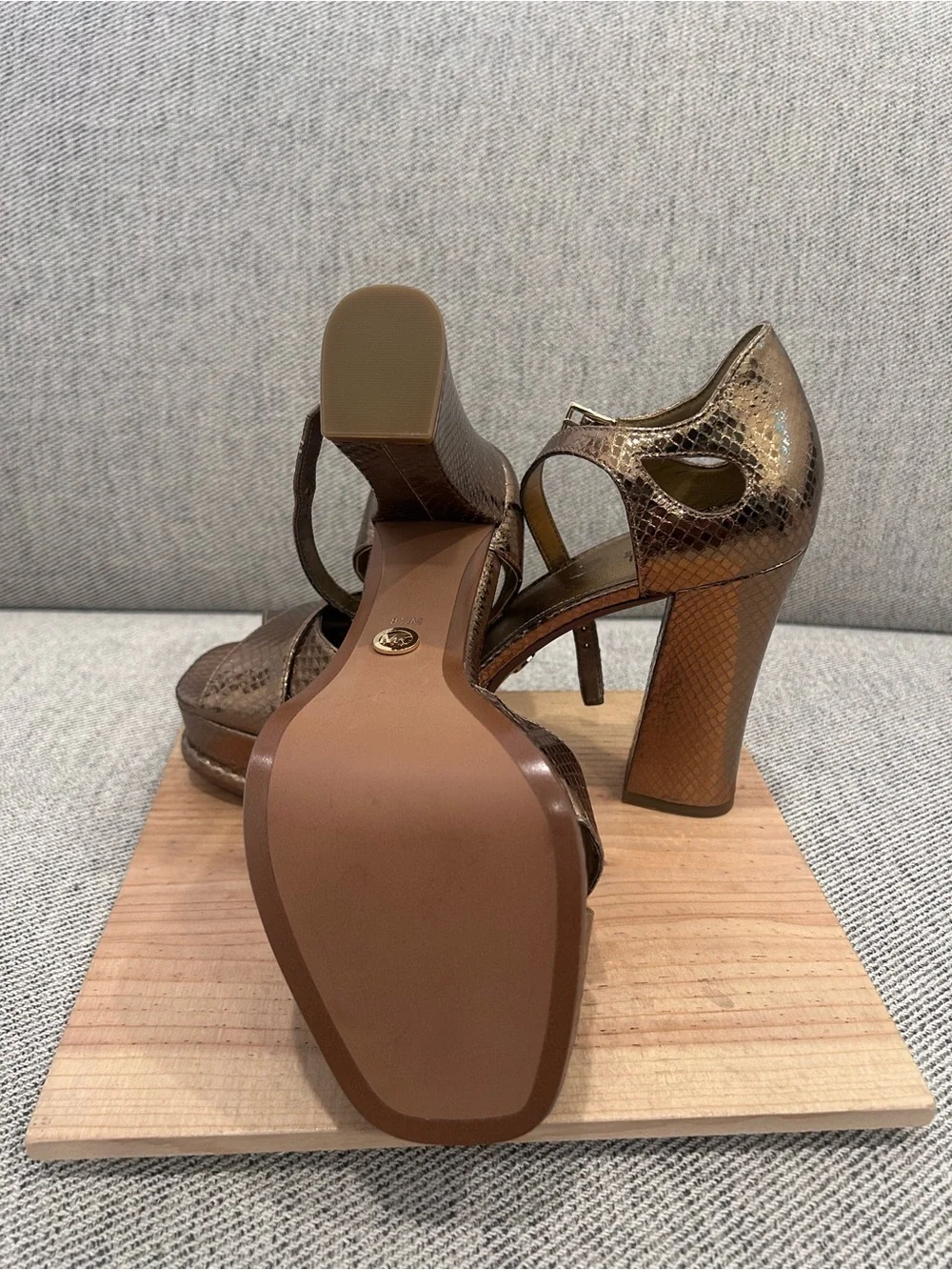 Michael Kors Metallic Brown Crisscross Platform Sandals